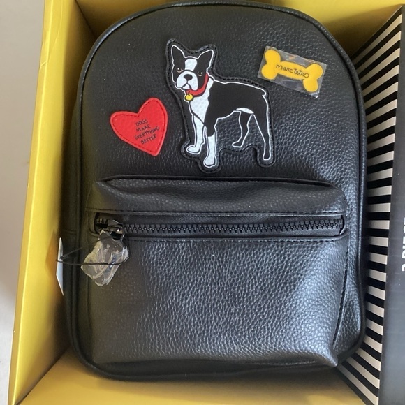 Marc Tetro 3 Pc Boston Terrier Backpack Keychain Cardholder - Black Gift Set NIB main image 6